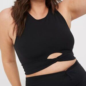 OFFLINE By Aerie Real Me Xtra Twist Crop Tank Top in Black